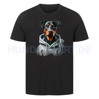 Premium T-Shirt "Deutscher Pinscher Hooded" Schwarz – hunde-shirt.de