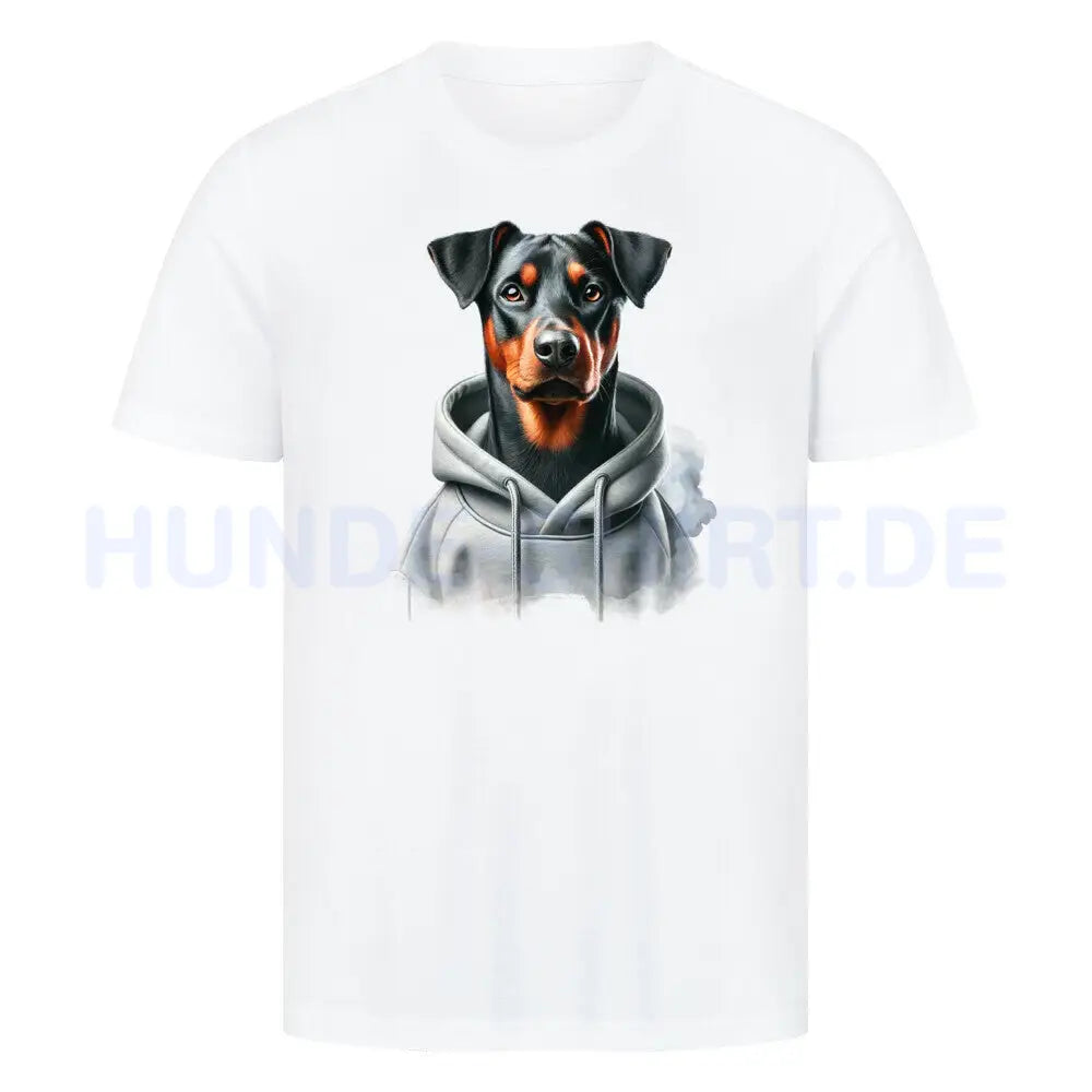 Premium T-Shirt "Deutscher Pinscher Hooded" Weiß – hunde-shirt.de