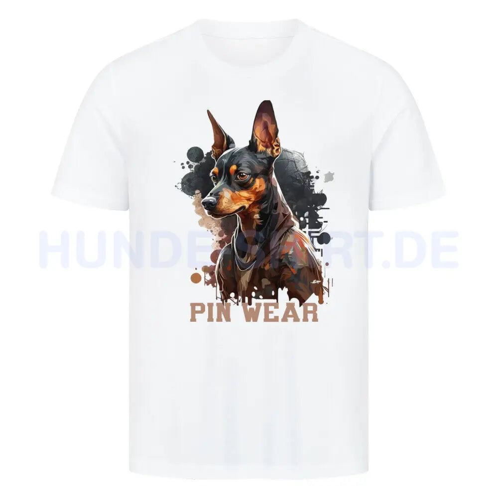 Premium T-Shirt "Deutscher Pinscher - PIN WEAR" Weiß – hunde-shirt.de