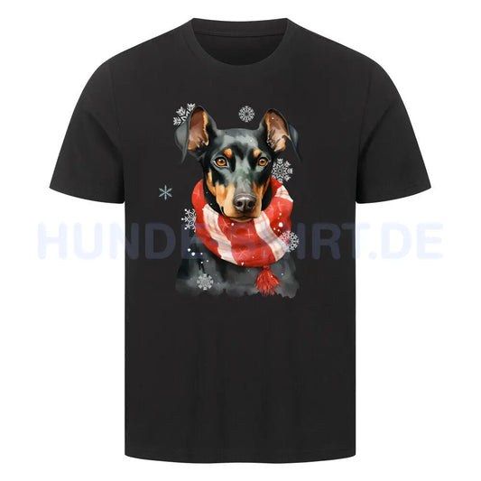 Premium T-Shirt "Deutscher Pinscher Winter" Schwarz – hunde-shirt.de