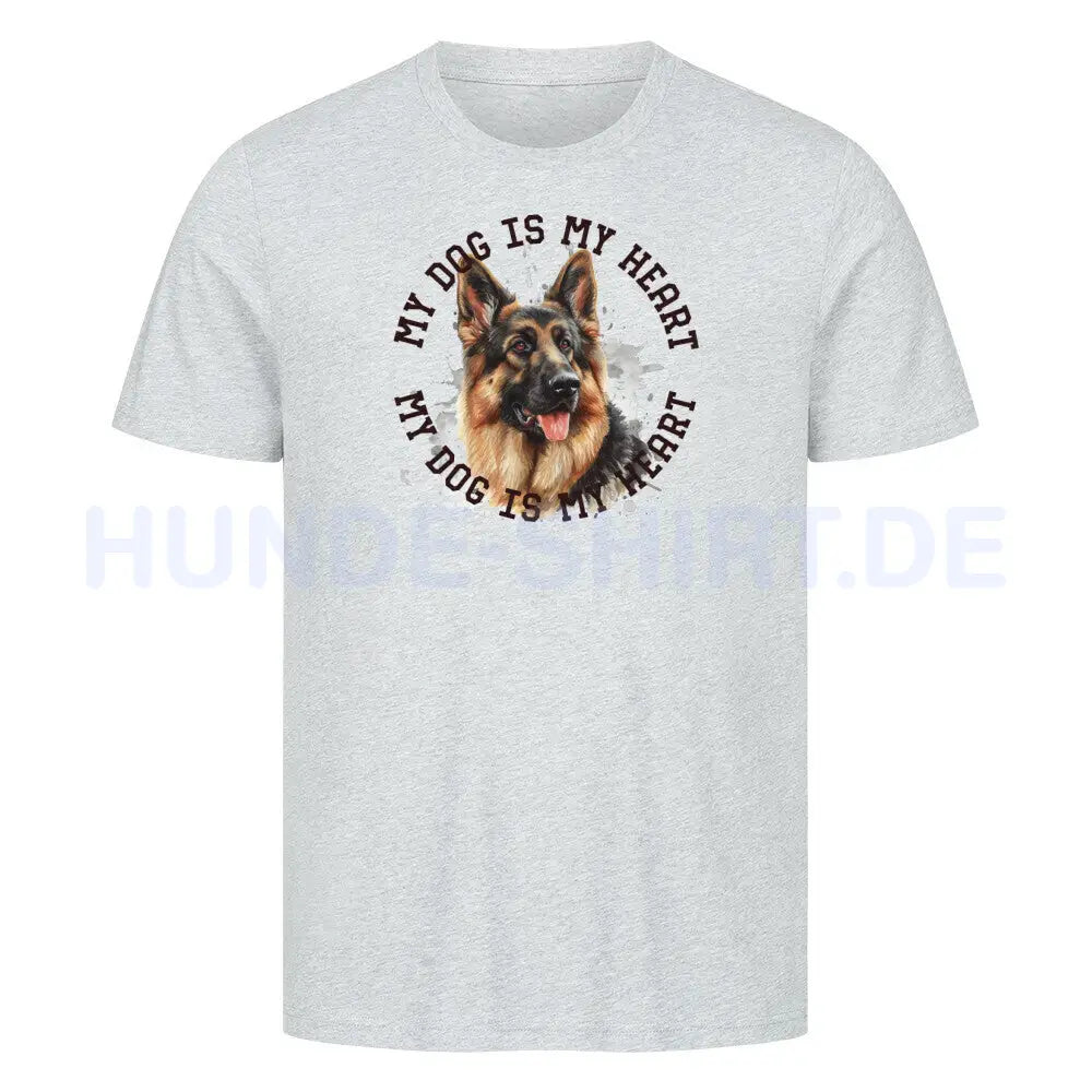 Premium T-Shirt "Deutscher Schäferhund HEART 2" Heather Grey – hunde-shirt.de