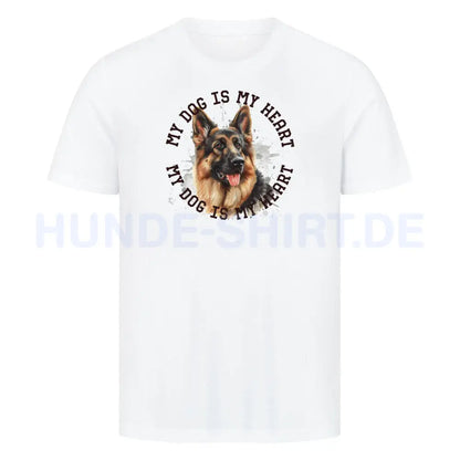 Premium T-Shirt "Deutscher Schäferhund HEART 2" Weiß – hunde-shirt.de