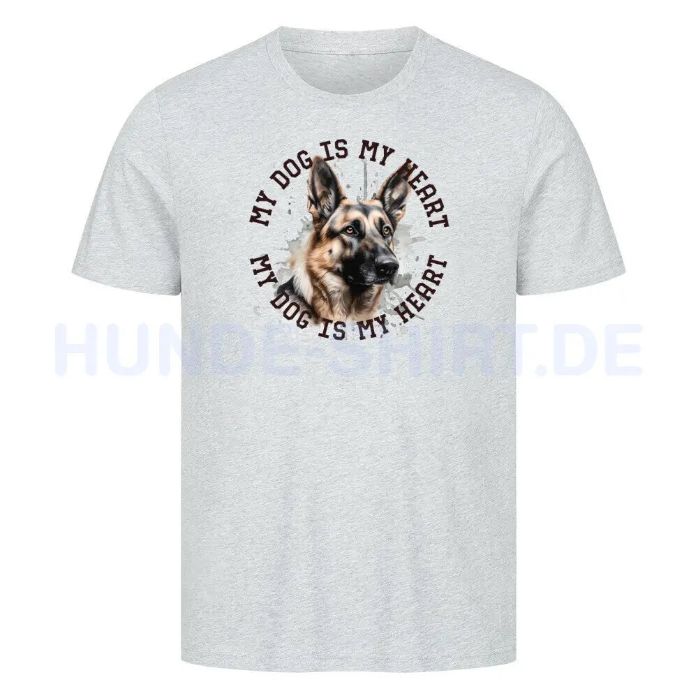 Premium T-Shirt "Deutscher Schäferhund HEART" Heather Grey – hunde-shirt.de