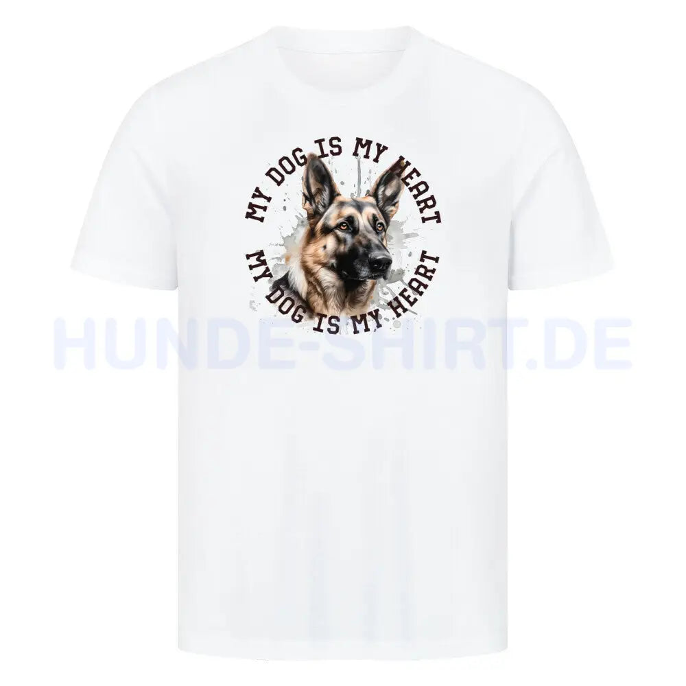 Premium T-Shirt "Deutscher Schäferhund HEART" Weiß – hunde-shirt.de