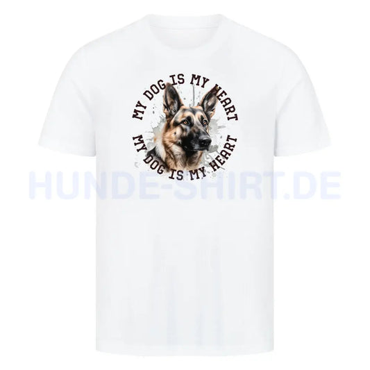 Premium T-Shirt "Deutscher Schäferhund HEART" Weiß – hunde-shirt.de