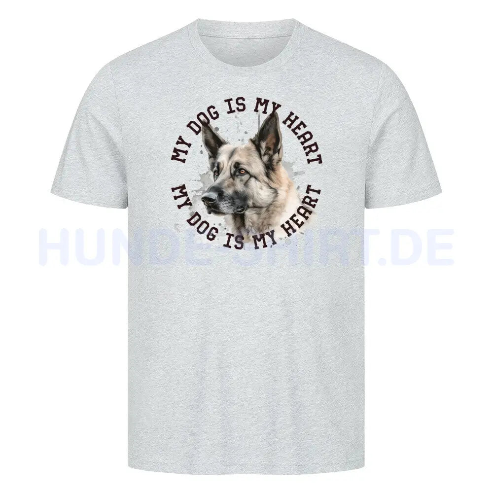 Premium T-Shirt "Deutscher Schäferhund hell HEART" Heather Grey – hunde-shirt.de