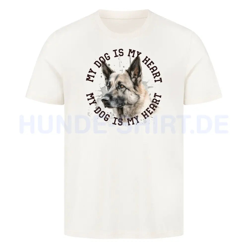 Premium T-Shirt "Deutscher Schäferhund hell HEART" Natural Raw – hunde-shirt.de