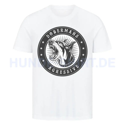 Premium T-Shirt "Dobermann - Agressive" Weiß – hunde-shirt.de