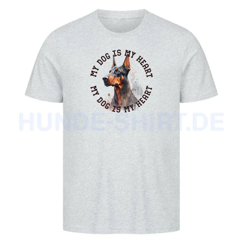 Premium T-Shirt "Dobermann HEART 2 " Heather Grey – hunde-shirt.de