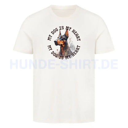 Premium T-Shirt "Dobermann HEART 2 " Natural Raw – hunde-shirt.de