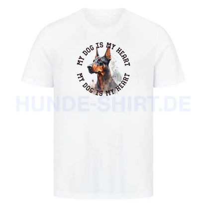 Premium T-Shirt "Dobermann HEART 2 " Weiß – hunde-shirt.de