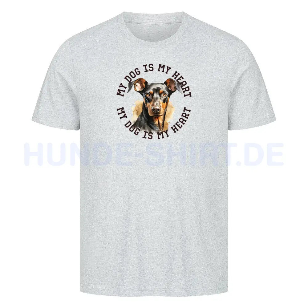 Premium T-Shirt "Dobermann HEART" Heather Grey – hunde-shirt.de