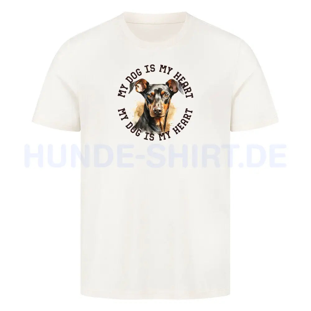 Premium T-Shirt "Dobermann HEART" Natural Raw – hunde-shirt.de