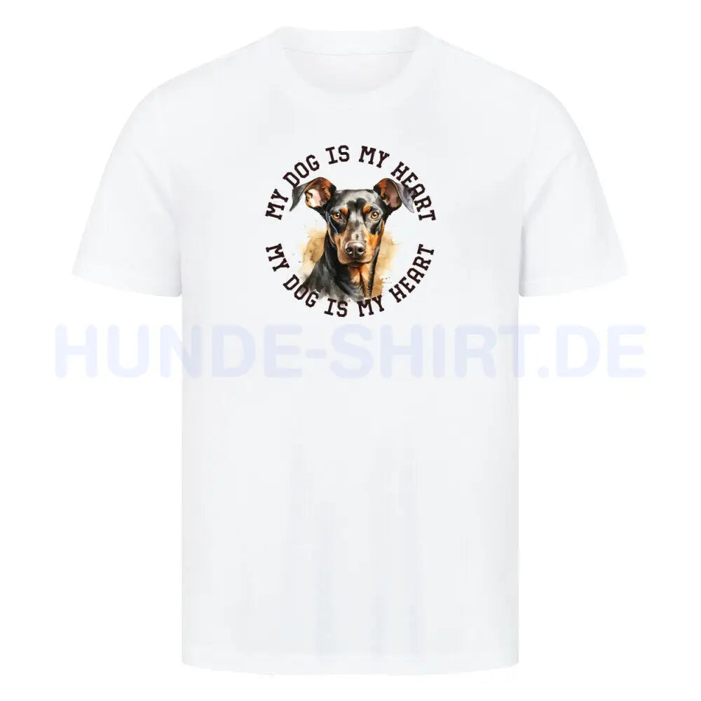 Premium T-Shirt "Dobermann HEART" Weiß – hunde-shirt.de