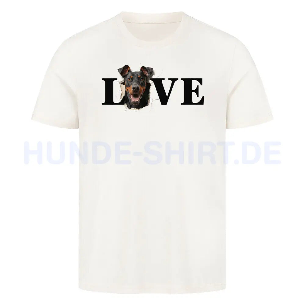 Premium T-Shirt "Dobermann LOVE" Natural Raw – hunde-shirt.de