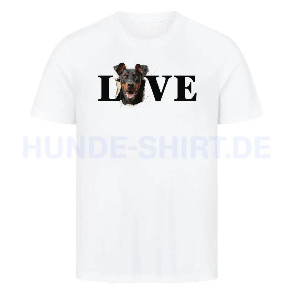 Premium T-Shirt "Dobermann LOVE" Weiß – hunde-shirt.de