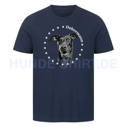 Premium T-Shirt "Dobermann natur Rounded" French Navy – hunde-shirt.de