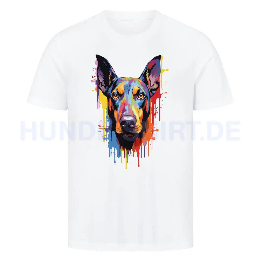 Premium T-Shirt "Dobermann Paint" Weiß – hunde-shirt.de