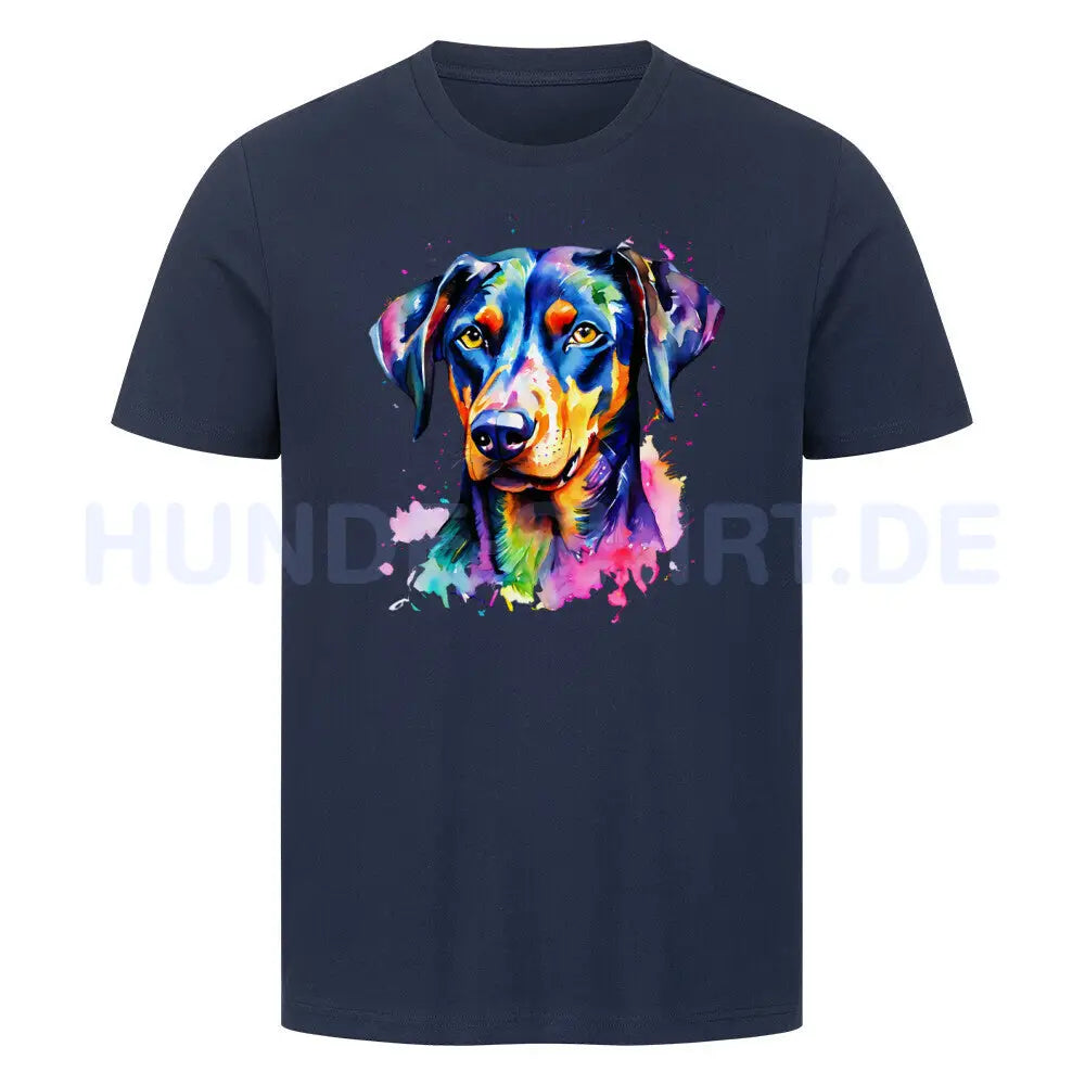 Premium T-Shirt "Dobermann - Splash" French Navy – hunde-shirt.de