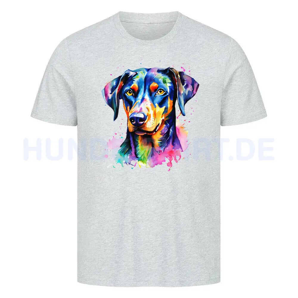 Premium T-Shirt "Dobermann - Splash" Heather Grey – hunde-shirt.de