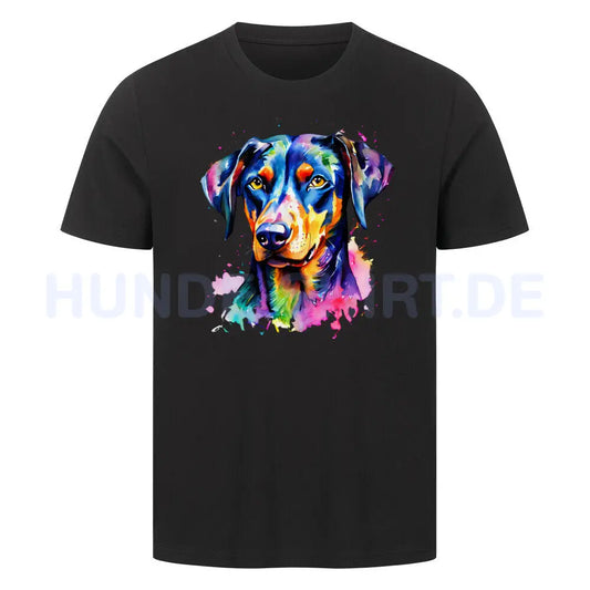 Premium T-Shirt "Dobermann - Splash" Schwarz – hunde-shirt.de