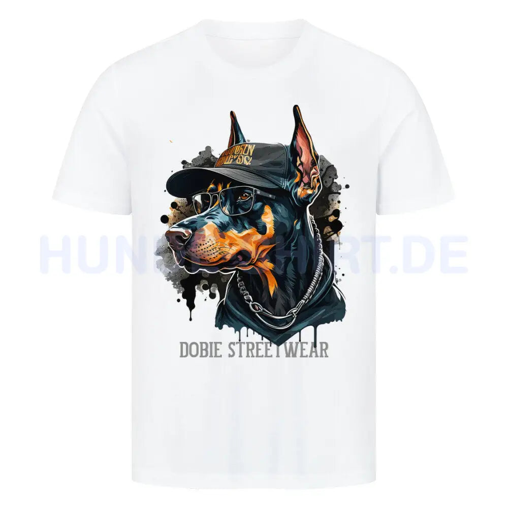 Premium T-Shirt "Dobermann - Streetwear" Weiß – hunde-shirt.de