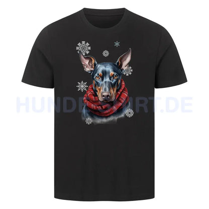 Premium T-Shirt "Dobermann Winter 2" Schwarz – hunde-shirt.de