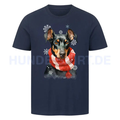 Premium T-Shirt "Dobermann Winter" French Navy – hunde-shirt.de