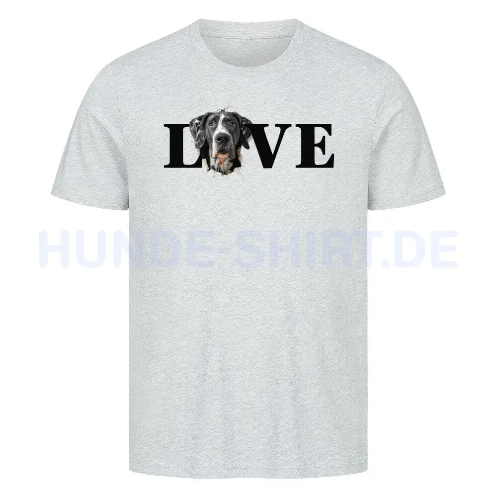 Premium T-Shirt "Dogge LOVE" Heather Grey – hunde-shirt.de