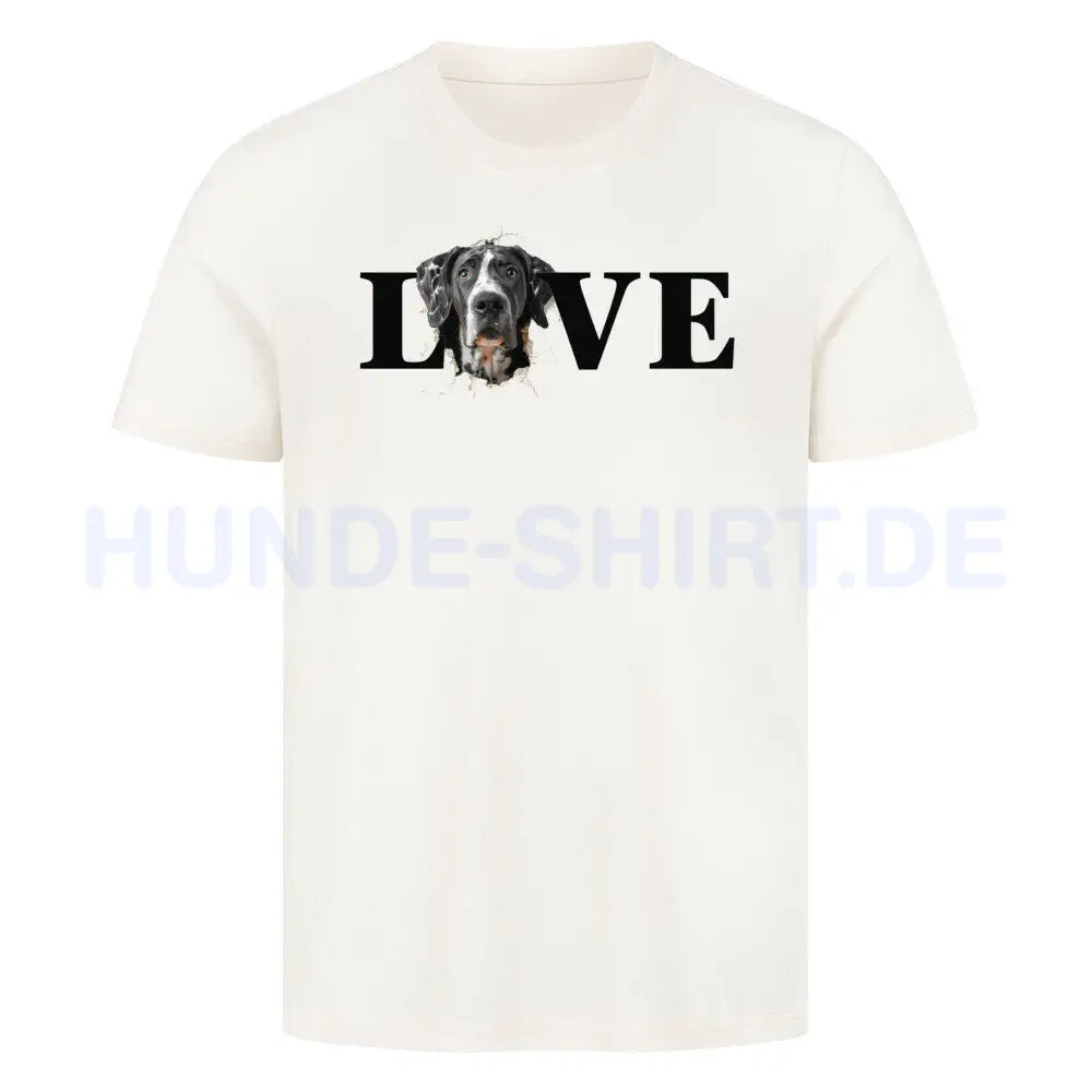 Premium T-Shirt "Dogge LOVE" Natural Raw – hunde-shirt.de