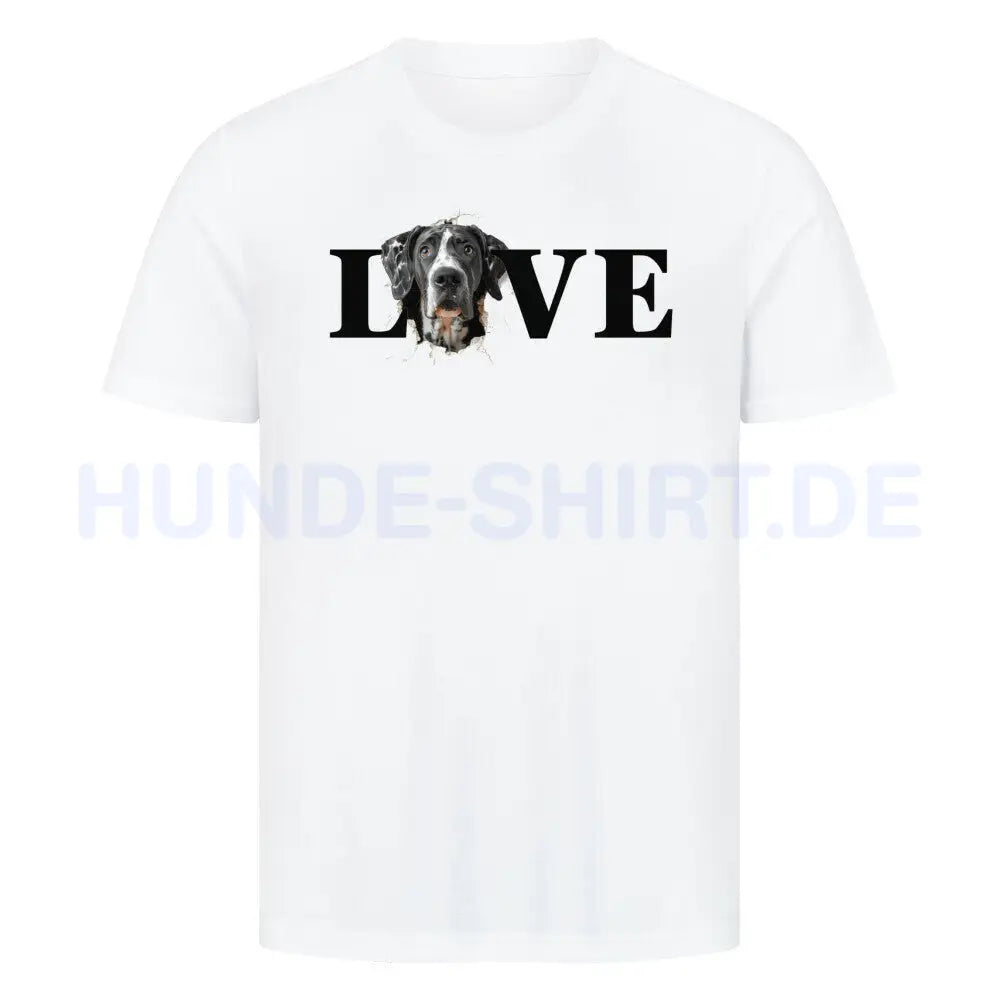 Premium T-Shirt "Dogge LOVE" Weiß – hunde-shirt.de