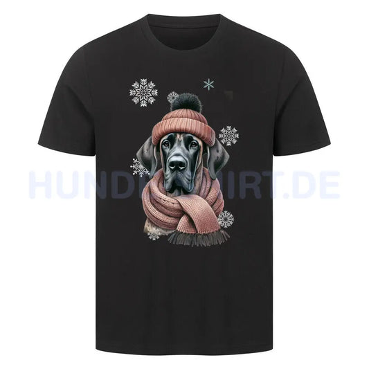 Premium T-Shirt "Dogge Winter 2" Schwarz – hunde-shirt.de