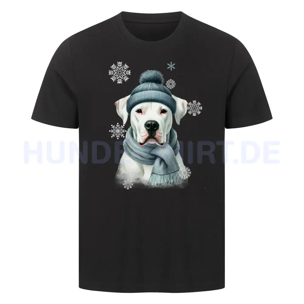 Premium T-Shirt "Dogo Argentino Winter" Schwarz – hunde-shirt.de