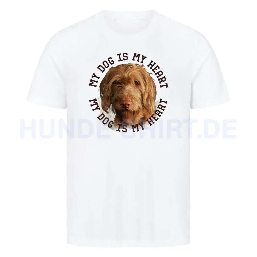 Premium T-Shirt "Drahthaar Vizsla HEART" Weiß – hunde-shirt.de