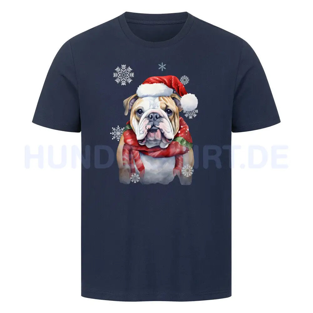 Premium T-Shirt "English Bulldog Christmas" French Navy – hunde-shirt.de