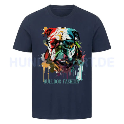 Premium T-Shirt "English Bulldog - Fashion" French Navy – hunde-shirt.de