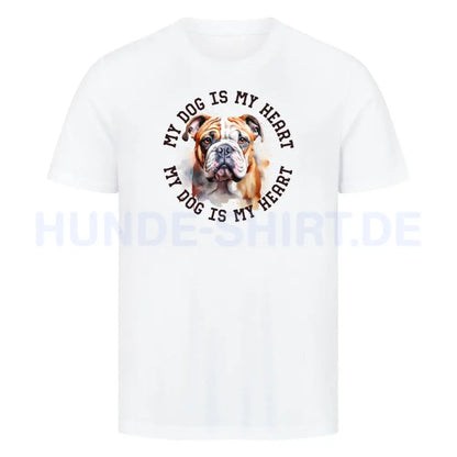 Premium T-Shirt "English Bulldog HEART" Weiß – hunde-shirt.de