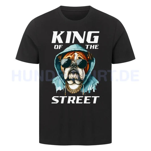 Premium T-Shirt "English Bulldog - King of the street" Schwarz – hunde-shirt.de