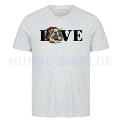 Premium T-Shirt "English Bulldog LOVE" Heather Grey – hunde-shirt.de