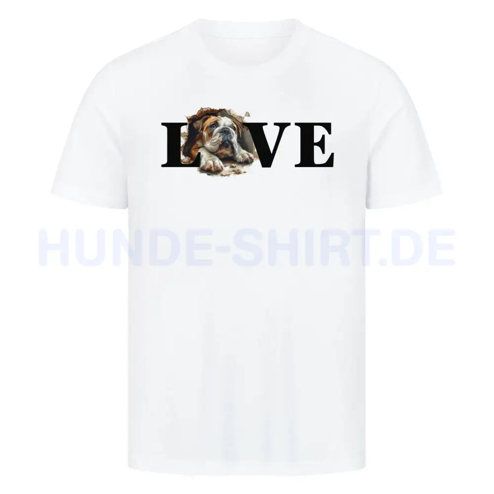 Premium T-Shirt "English Bulldog LOVE" Weiß – hunde-shirt.de