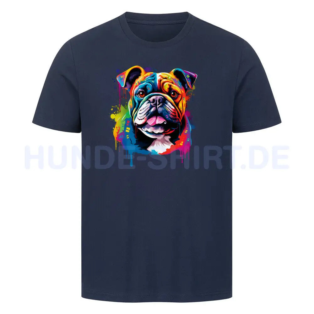 Premium T-Shirt "English Bulldog Paint" French Navy – hunde-shirt.de