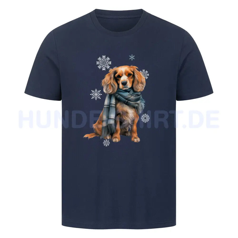 Premium T-Shirt "English Cocker Spaniel Winter" French Navy – hunde-shirt.de