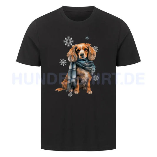 Premium T-Shirt "English Cocker Spaniel Winter" Schwarz – hunde-shirt.de