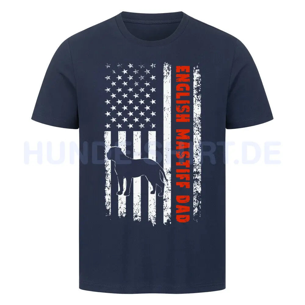 Premium T-Shirt "English Mastiff - Flag Dad" French Navy – hunde-shirt.de