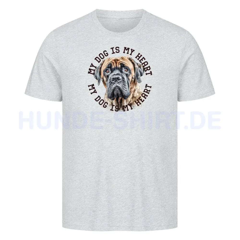 Premium T-Shirt "English Mastiff HEART" Heather Grey – hunde-shirt.de