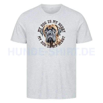 Premium T-Shirt "English Mastiff HEART" Heather Grey – hunde-shirt.de