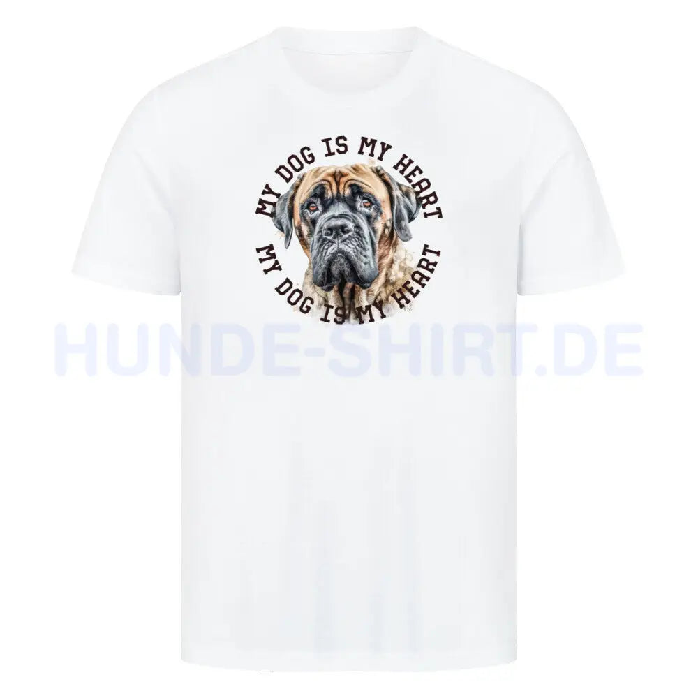 Premium T-Shirt "English Mastiff HEART" Weiß – hunde-shirt.de