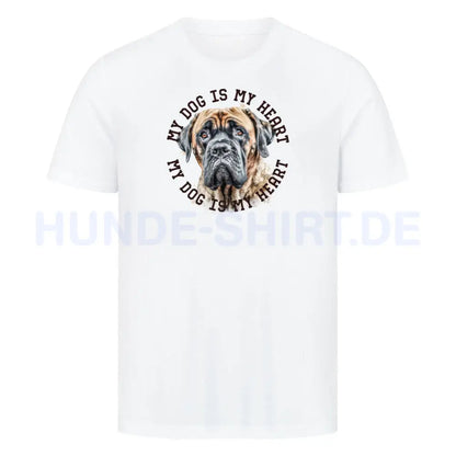 Premium T-Shirt "English Mastiff HEART" Weiß – hunde-shirt.de