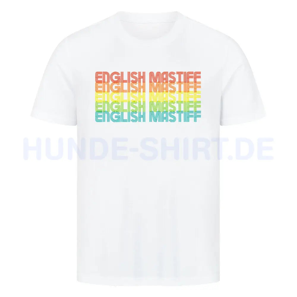 Premium T-Shirt "English Mastiff - RETRO" Weiß – hunde-shirt.de