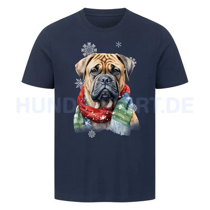 Premium T-Shirt "English Mastiff Winter" French Navy – hunde-shirt.de